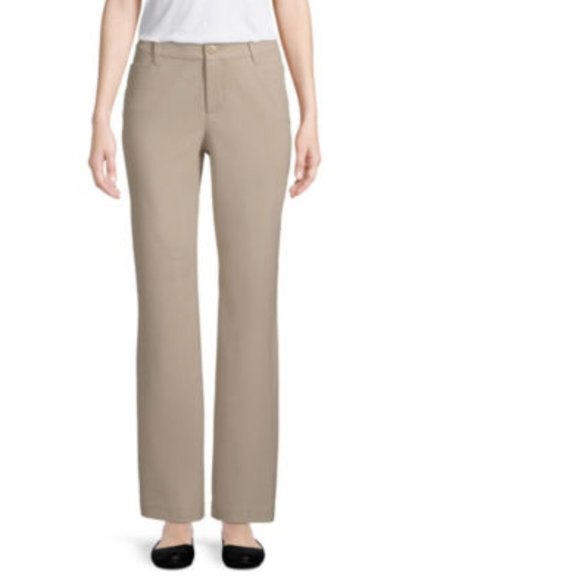 Women's St. John's Bay Straight Fit Pants with Built-In Slimming Panel - Picture 1 of 2
